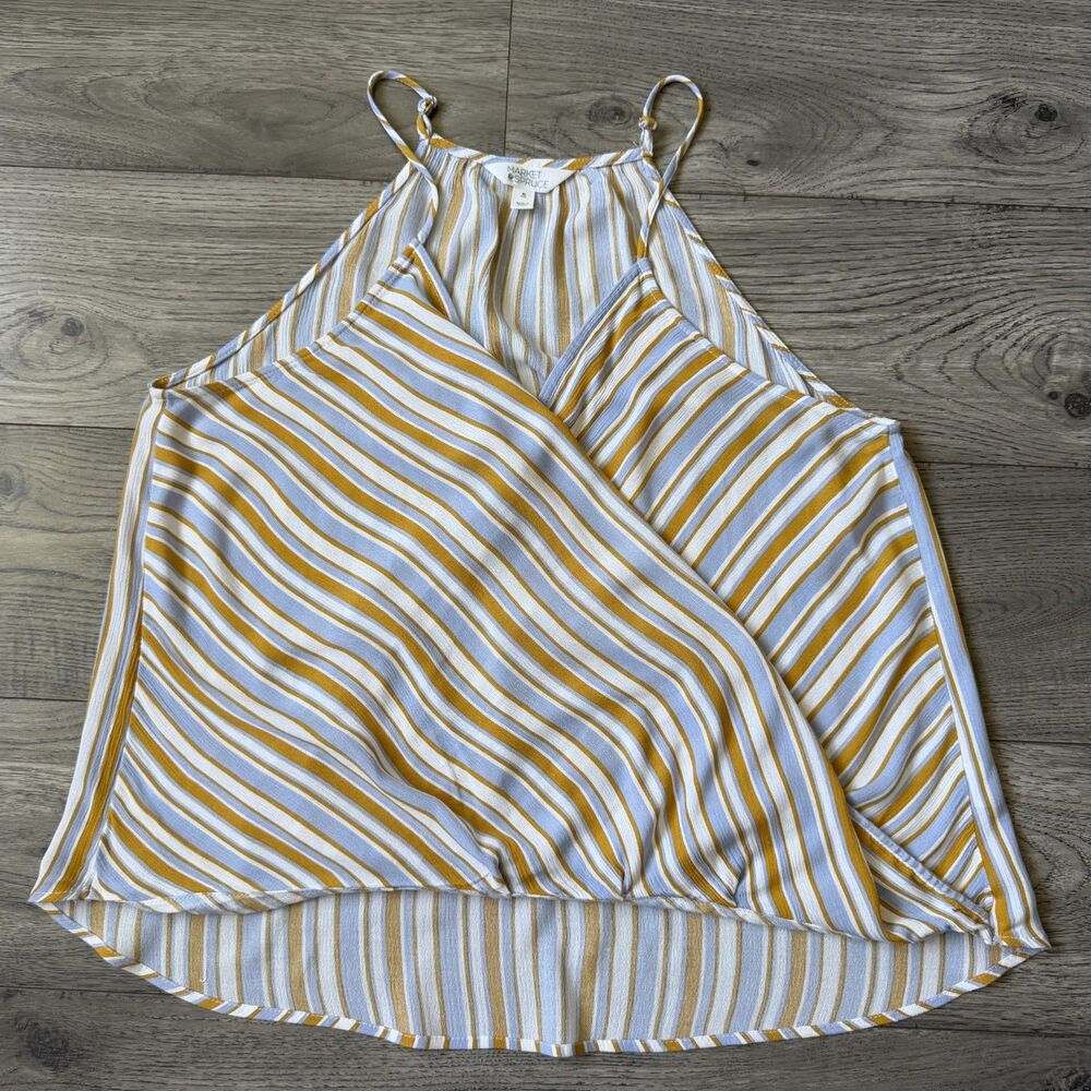 Market & Spruce Striped Faux Wrap Halter Tank - Size XL